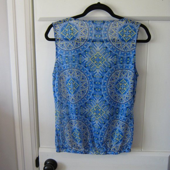 Sheer Turquoise Pattered Banana Republic Blouse - Picture 3 of 3